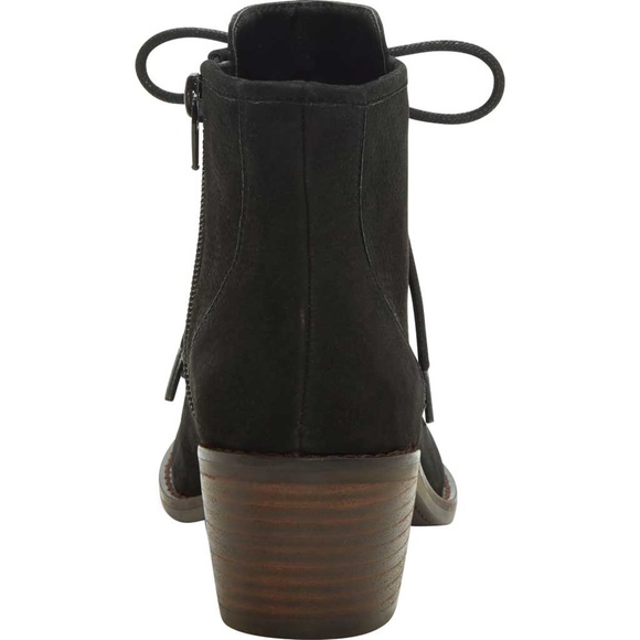 NWOB Black Lucky Brand Idril Nubuck Lace Up Ankle Short Booties - Picture 4 of 11